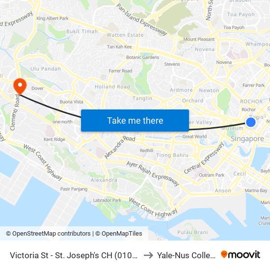 Victoria St - St. Joseph's CH (01013) to Yale-Nus College map