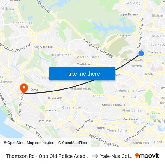 Thomson Rd - Opp Old Police Acad (51029) to Yale-Nus College map