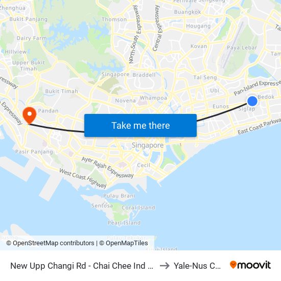 New Upp Changi Rd - Chai Chee Ind Pk (84011) to Yale-Nus College map