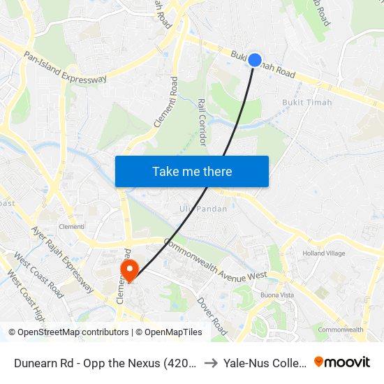 Dunearn Rd - Opp the Nexus (42039) to Yale-Nus College map