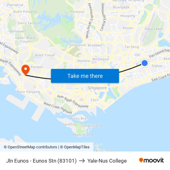 Jln Eunos - Eunos Stn (83101) to Yale-Nus College map