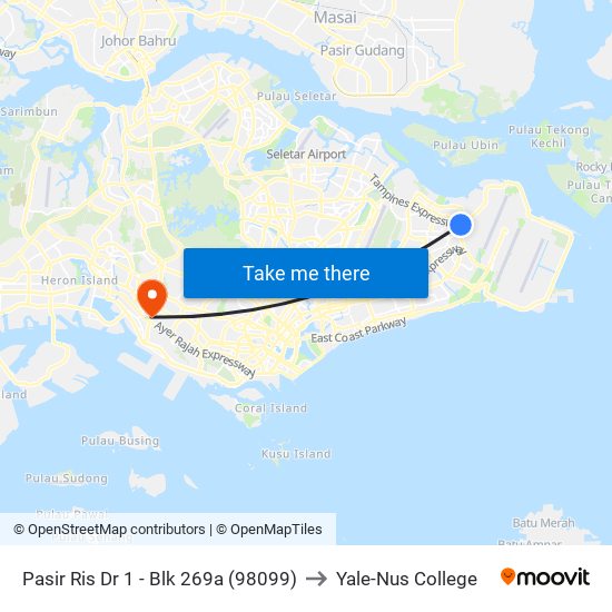 Pasir Ris Dr 1 - Blk 269a (98099) to Yale-Nus College map
