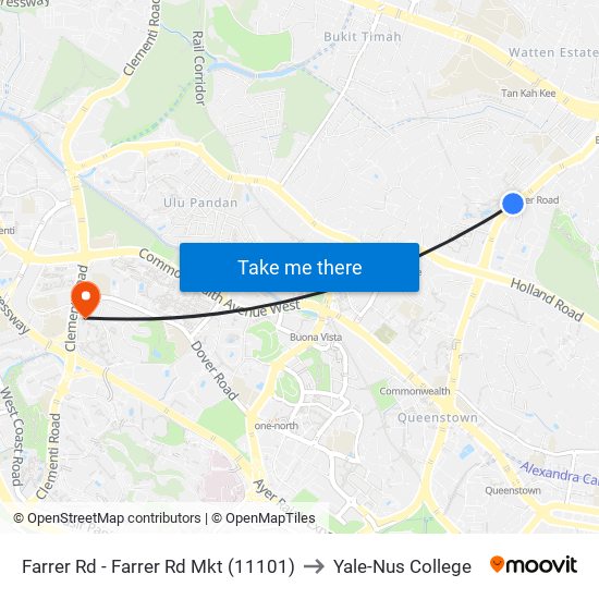 Farrer Rd - Farrer Rd Mkt (11101) to Yale-Nus College map