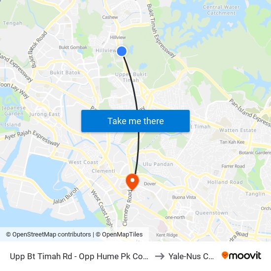 Upp Bt Timah Rd - Opp Hume Pk Condo (43049) to Yale-Nus College map