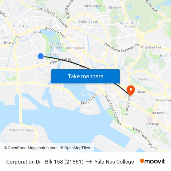 Corporation Dr - Blk 158 (21561) to Yale-Nus College map