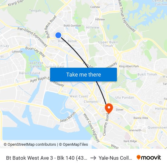Bt Batok West Ave 3 - Blk 140 (43531) to Yale-Nus College map