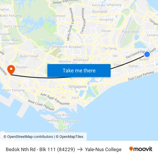 Bedok Nth Rd - Blk 111 (84229) to Yale-Nus College map