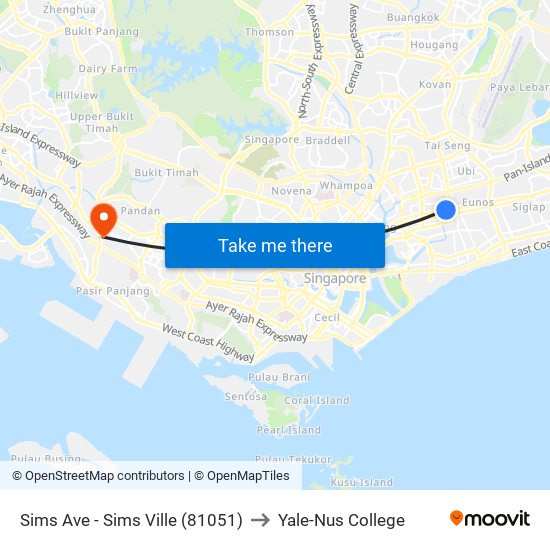 Sims Ave - Sims Ville (81051) to Yale-Nus College map