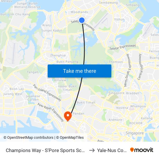 Champions Way - S'Pore Sports Sch (58449) to Yale-Nus College map