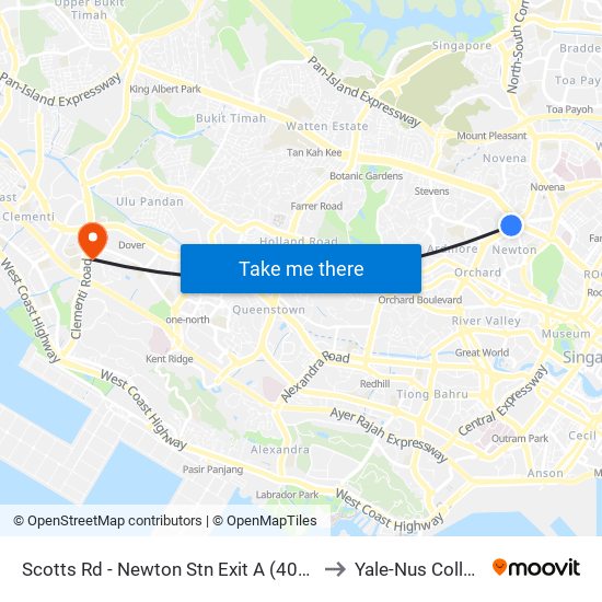 Scotts Rd - Newton Stn Exit A (40181) to Yale-Nus College map