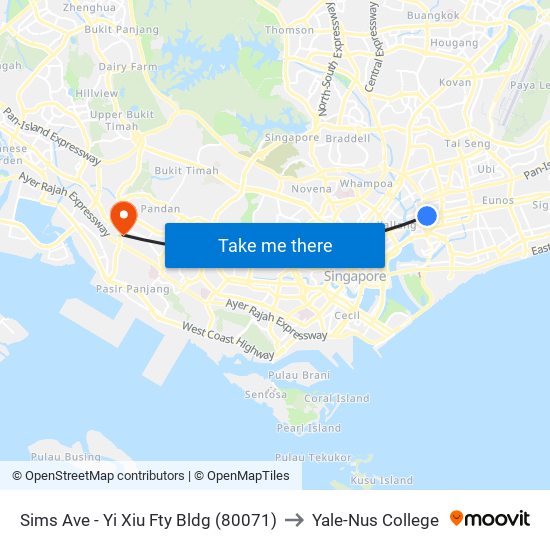 Sims Ave - Yi Xiu Fty Bldg (80071) to Yale-Nus College map