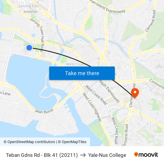 Teban Gdns Rd - Blk 41 (20211) to Yale-Nus College map