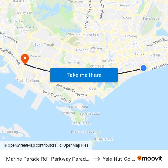 Marine Parade Rd - Parkway Parade (92049) to Yale-Nus College map