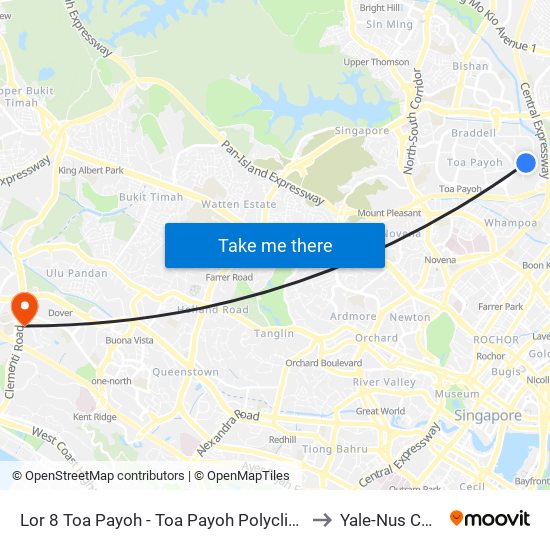 Lor 8 Toa Payoh - Toa Payoh Polyclinic (52481) to Yale-Nus College map