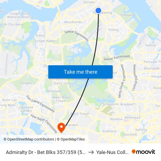 Admiralty Dr - Bet Blks 357/359 (58321) to Yale-Nus College map