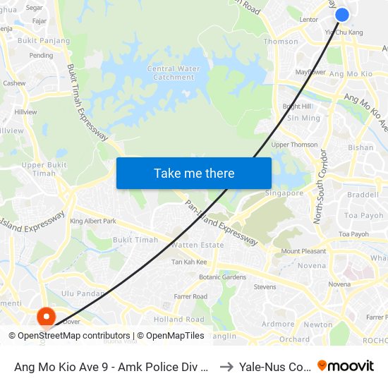 Ang Mo Kio Ave 9 - Amk Police Div Hq (55301) to Yale-Nus College map