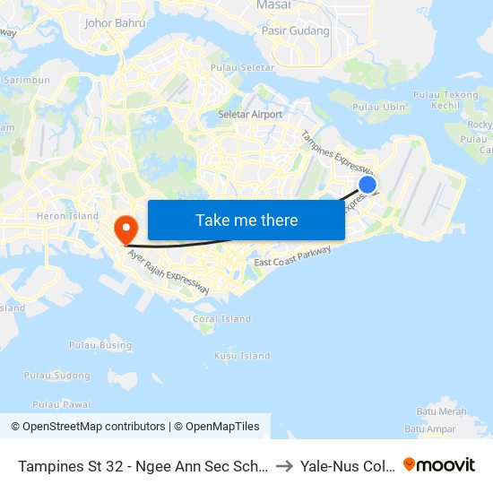Tampines St 32 - Ngee Ann Sec Sch (76411) to Yale-Nus College map
