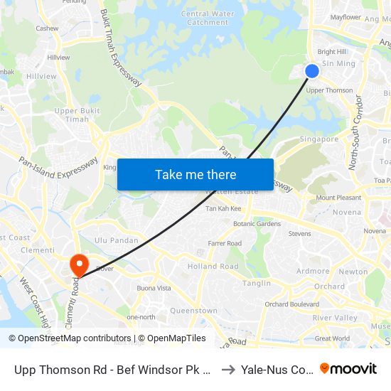 Upp Thomson Rd - Bef Windsor Pk Rd (53061) to Yale-Nus College map