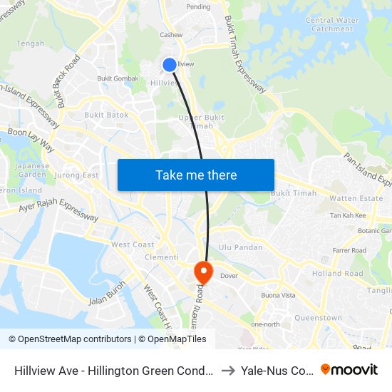 Hillview Ave - Hillington Green Condo (43268) to Yale-Nus College map