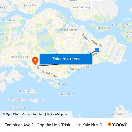 Tampines Ave 2 - Opp the Holy Trinity CH (76081) to Yale-Nus College map