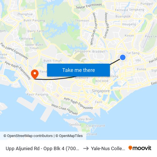 Upp Aljunied Rd - Opp Blk 4 (70041) to Yale-Nus College map