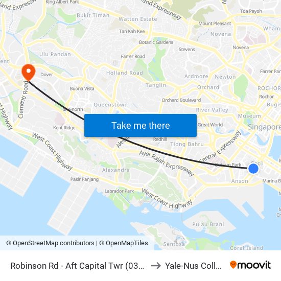 Robinson Rd - Aft Capital Twr (03111) to Yale-Nus College map