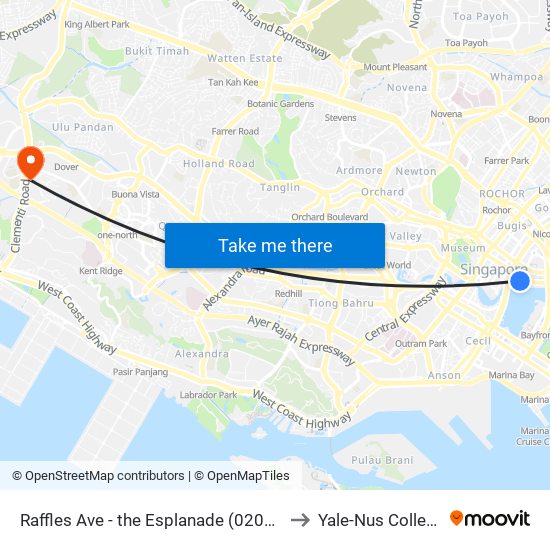 Raffles Ave - the Esplanade (02061) to Yale-Nus College map