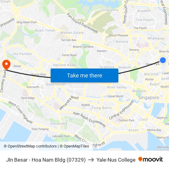 Jln Besar - Hoa Nam Bldg (07329) to Yale-Nus College map