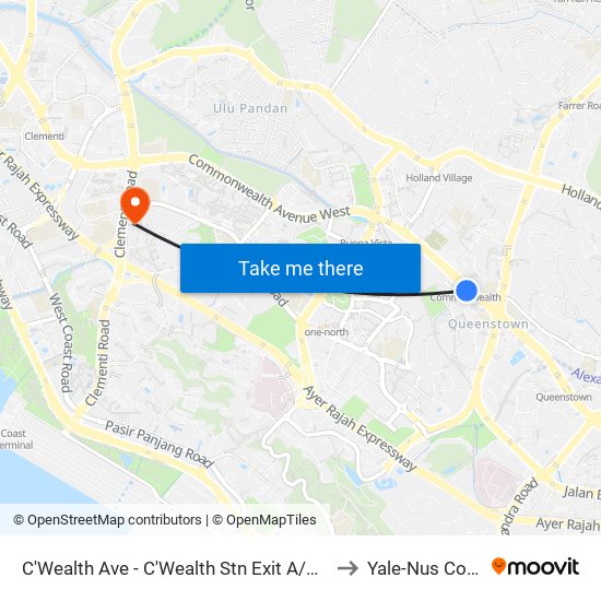 C'Wealth Ave - C'Wealth Stn Exit A/D (11161) to Yale-Nus College map