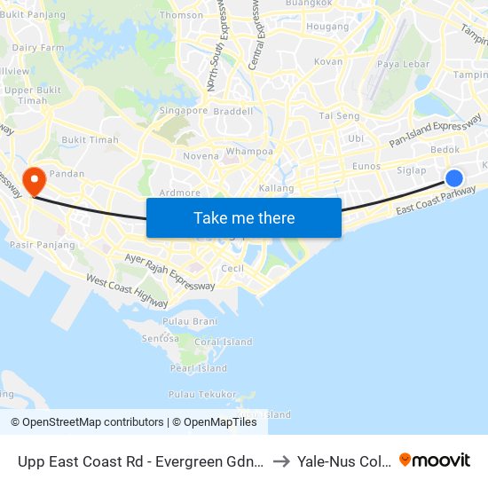 Upp East Coast Rd - Evergreen Gdn (94011) to Yale-Nus College map