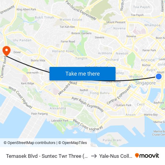 Temasek Blvd - Suntec Twr Three (02149) to Yale-Nus College map