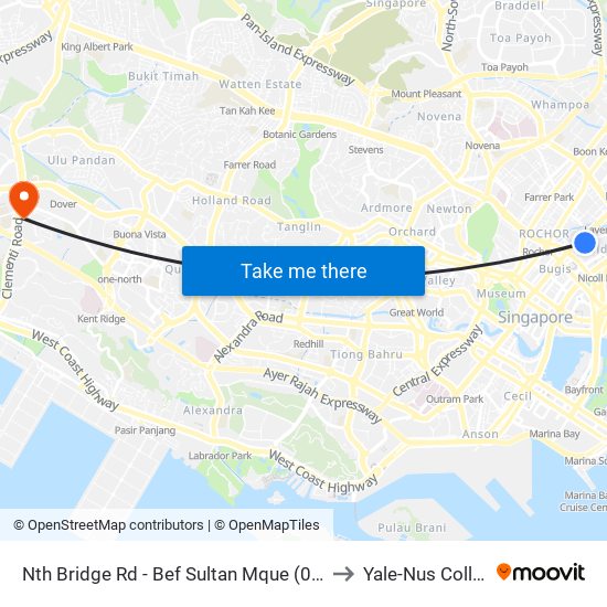 Nth Bridge Rd - Bef Sultan Mque (01229) to Yale-Nus College map