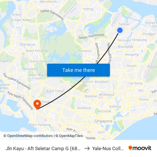 Jln Kayu - Aft Seletar Camp G (68119) to Yale-Nus College map