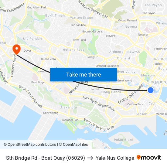 Sth Bridge Rd - Boat Quay (05029) to Yale-Nus College map