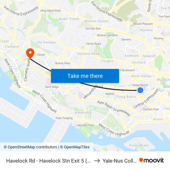 Havelock Rd - Havelock Stn Exit 5 (06141) to Yale-Nus College map