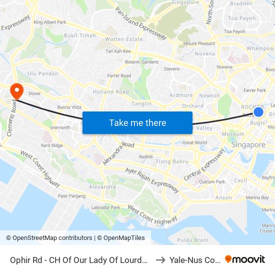 Ophir Rd - CH Of Our Lady Of Lourdes (07589) to Yale-Nus College map