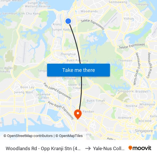 Woodlands Rd - Opp Kranji Stn (45131) to Yale-Nus College map