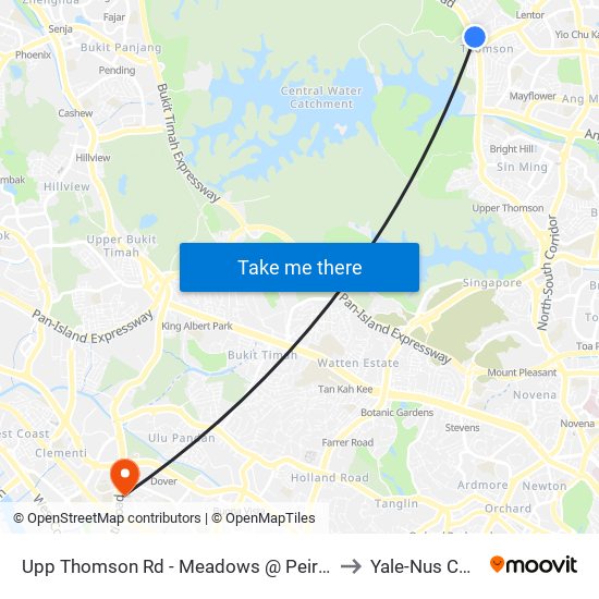 Upp Thomson Rd - Meadows @ Peirce (56049) to Yale-Nus College map