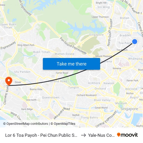 Lor 6 Toa Payoh - Pei Chun Public Sch (52341) to Yale-Nus College map