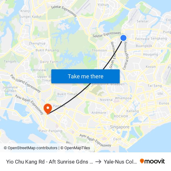 Yio Chu Kang Rd - Aft Sunrise Gdns (55089) to Yale-Nus College map