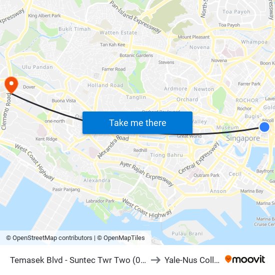 Temasek Blvd - Suntec Twr Two (02141) to Yale-Nus College map