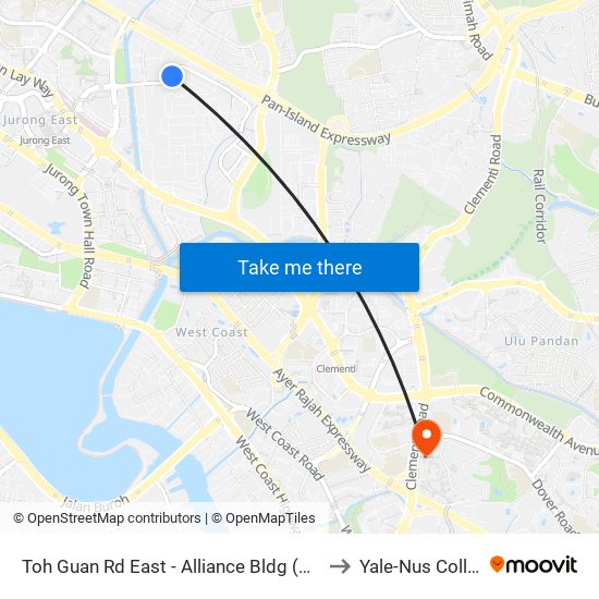 Toh Guan Rd East - Alliance Bldg (28671) to Yale-Nus College map