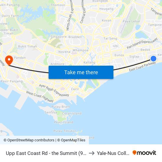 Upp East Coast Rd - the Summit (94031) to Yale-Nus College map