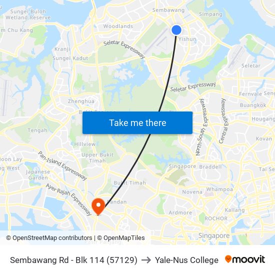 Sembawang Rd - Blk 114 (57129) to Yale-Nus College map