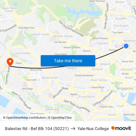 Balestier Rd - Bef Blk 104 (50221) to Yale-Nus College map
