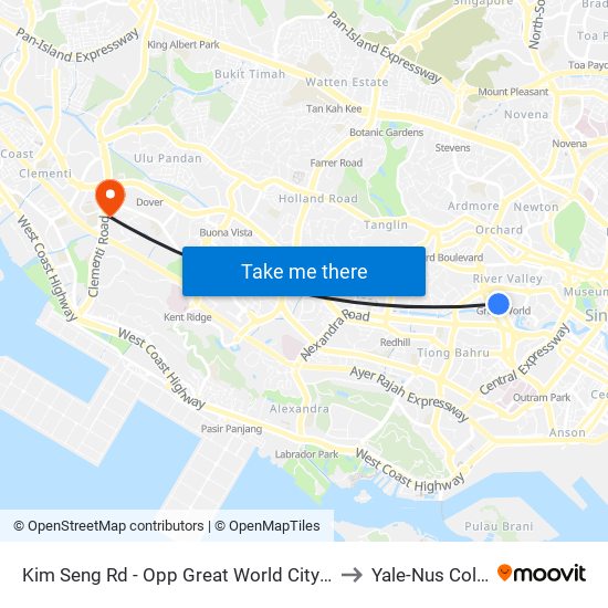 Kim Seng Rd - Opp Great World City (13119) to Yale-Nus College map