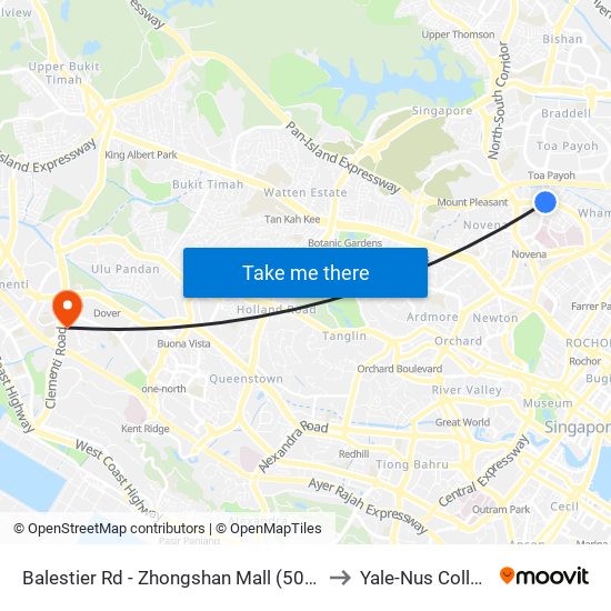Balestier Rd - Zhongshan Mall (50171) to Yale-Nus College map