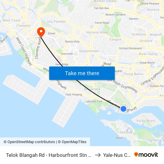 Telok Blangah Rd - Harbourfront Stn Exit A (14129) to Yale-Nus College map