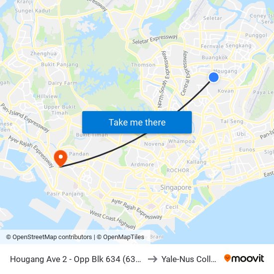 Hougang Ave 2 - Opp Blk 634 (63319) to Yale-Nus College map