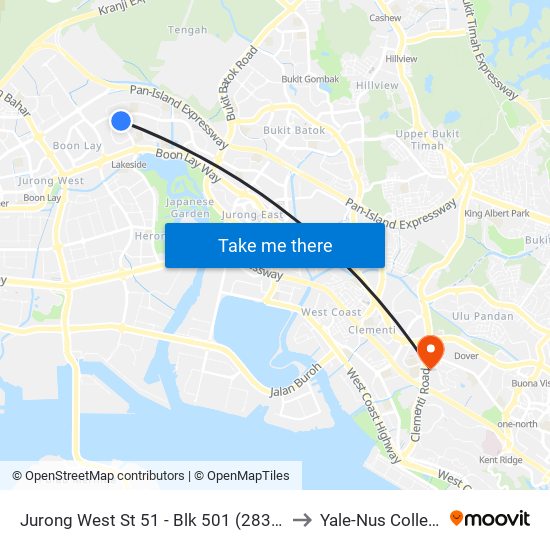 Jurong West St 51 - Blk 501 (28391) to Yale-Nus College map
